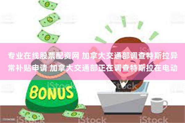 专业在线股票配资网 加拿大交通部调查特斯拉异常补贴申请 加拿大交通部正在调查特斯拉在电动